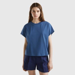Qadınlar üçün t-shirt, göy, pambıq, 4DE45874