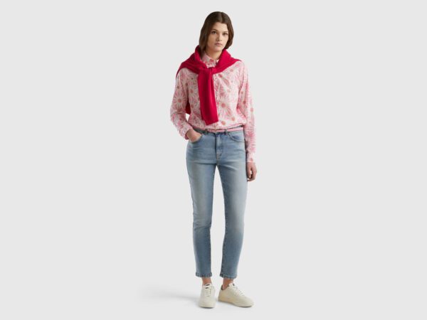 Qadınlar üçün slim cins şalvar, göy, pambıq, 7DE45874