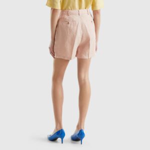 Qadınlar üçün gündəlik şort, çəhrayi, kətan, 9DE45874